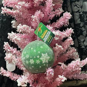 Vintage Twinkling Treasures LED Green Christmas Ornament 3" NWT